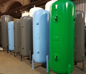 Different coloured Air Receivers and Pressure Vessels